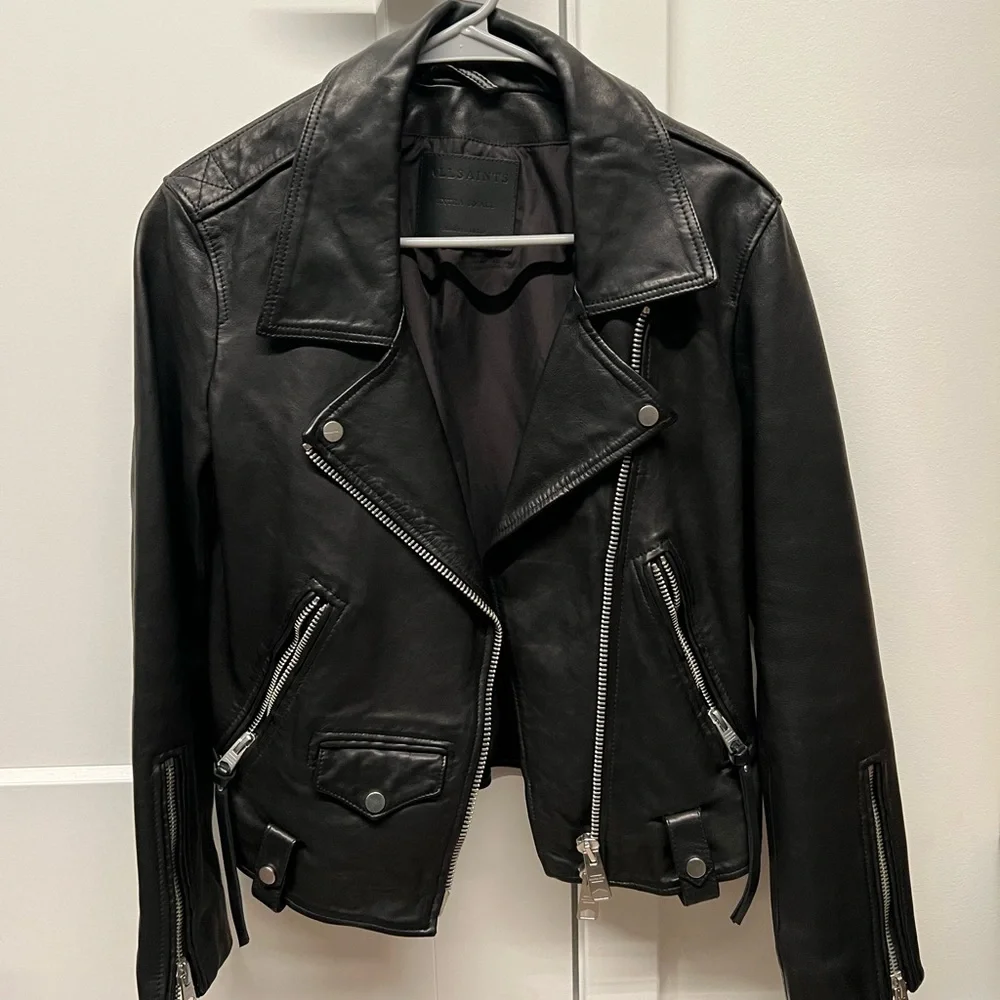 All saints Luna leather biker jacket - Picture 4 of 8